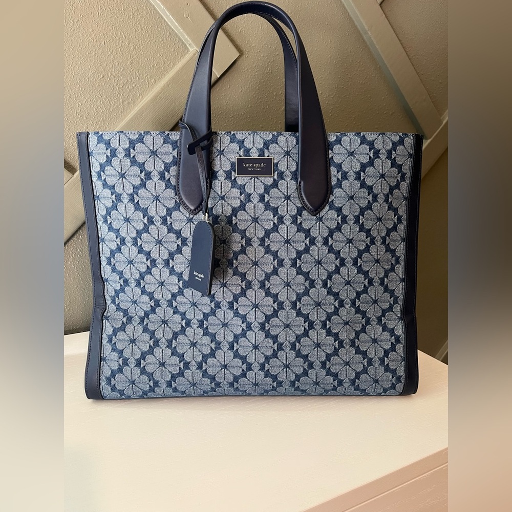 Kate Spade Floral Jacquard Denim Large Tote